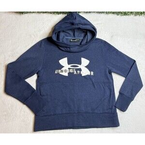 Women’s M- UA Rival Fleece Hoodie Pullover Logo Cowl Neck Under Armour Blue